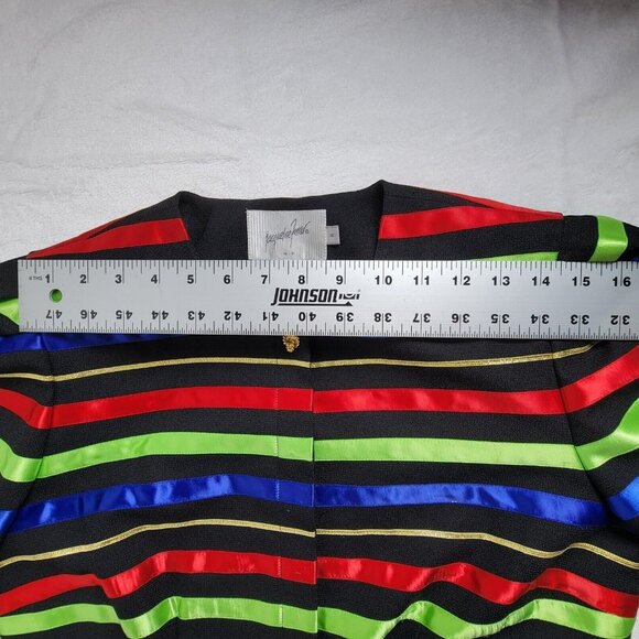 Jacqueline Ferrar Women's Striped Pattern Button Front Crop Jacket Multicolor 8 - Picture 6 of 8